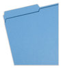 A Picture of product SMD-17034 Smead™ Reinforced Top Tab Colored File Folders 1/3-Cut Tabs: Assorted, Legal Size, 0.75" Expansion, Blue, 100/Box