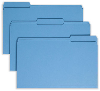 Smead™ Reinforced Top Tab Colored File Folders 1/3-Cut Tabs: Assorted, Legal Size, 0.75" Expansion, Blue, 100/Box