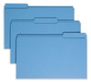 A Picture of product SMD-17034 Smead™ Reinforced Top Tab Colored File Folders 1/3-Cut Tabs: Assorted, Legal Size, 0.75" Expansion, Blue, 100/Box