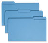 A Picture of product SMD-17043 Smead™ Colored File Folders 1/3-Cut Tabs: Assorted, Legal Size, 0.75" Expansion, Blue, 100/Box