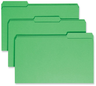 Smead™ Reinforced Top Tab Colored File Folders 1/3-Cut Tabs: Assorted, Legal Size, 0.75" Expansion, Green, 100/Box