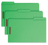 A Picture of product SMD-17140 Smead™ Top Tab Colored Fastener Folders 0.75" Expansion, 2 Fasteners, Legal Size, Green Exterior, 50/Box