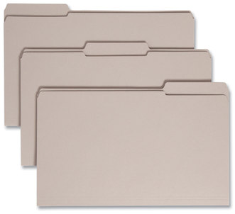 Smead™ Reinforced Top Tab Colored File Folders 1/3-Cut Tabs: Assorted, Legal Size, 0.75" Expansion, Gray, 100/Box