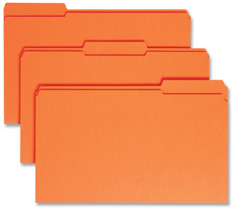 Smead™ Reinforced Top Tab Colored File Folders 1/3-Cut Tabs: Assorted, Legal Size, 0.75" Expansion, Orange, 100/Box