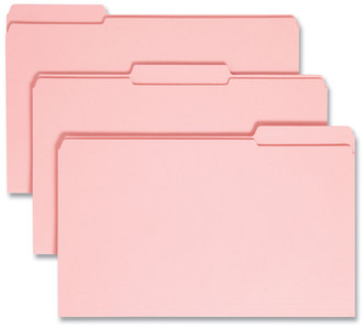 Smead™ Reinforced Top Tab Colored File Folders 1/3-Cut Tabs: Assorted, Legal Size, 0.75" Expansion, Pink, 100/Box