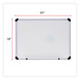 A Picture of product UNV-43722 Universal® Modern Melamine Dry Erase Board with Aluminum Frame 24 x 18, White Surface
