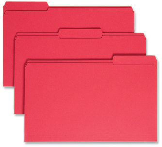 Smead™ Reinforced Top Tab Colored File Folders 1/3-Cut Tabs: Assorted, Legal Size, 0.75" Expansion, Red, 100/Box