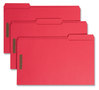 A Picture of product SMD-17740 Smead™ Top Tab Colored Fastener Folders 0.75" Expansion, 2 Fasteners, Legal Size, Red Exterior, 50/Box