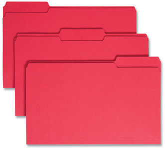 Smead™ Colored File Folders 1/3-Cut Tabs: Assorted, Legal Size, 0.75" Expansion, Red, 100/Box