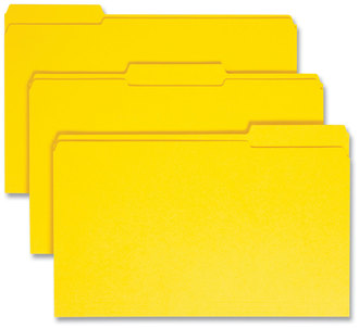 Smead™ Reinforced Top Tab Colored File Folders 1/3-Cut Tabs: Assorted, Legal Size, 0.75" Expansion, Yellow, 100/Box