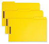 A Picture of product SMD-17940 Smead™ Top Tab Colored Fastener Folders 0.75" Expansion, 2 Fasteners, Legal Size, Yellow Exterior, 50/Box