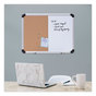 A Picture of product UNV-43742 Universal® Combination Dry Erase & Bulletin Board Cork/Dry Melamine, 24 x 18, Tan/White Surface, Gray/Black Aluminum/Plastic Frame