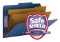 A Picture of product SMD-19035 Smead™ Six-Section Colored Pressboard Top Tab Classification Folders with SafeSHIELD® Coated Fasteners Six 2 Dividers, Legal Size, Dark Blue, 10/Box