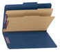 A Picture of product SMD-19035 Smead™ Six-Section Colored Pressboard Top Tab Classification Folders with SafeSHIELD® Coated Fasteners Six 2 Dividers, Legal Size, Dark Blue, 10/Box