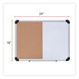A Picture of product UNV-43742 Universal® Combination Dry Erase & Bulletin Board Cork/Dry Melamine, 24 x 18, Tan/White Surface, Gray/Black Aluminum/Plastic Frame