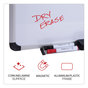 A Picture of product UNV-43743 Universal® Combination Dry Erase & Bulletin Board Cork/Dry Melamine, 36 x 24, Tan/White Surface, Gray/Black Aluminum/Plastic Frame
