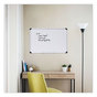 A Picture of product UNV-43841 Universal® Deluxe Porcelain Magnetic Dry Erase Board 36 x 24, White Surface, Silver/Black Aluminum Frame