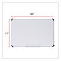 A Picture of product UNV-43841 Universal® Deluxe Porcelain Magnetic Dry Erase Board 36 x 24, White Surface, Silver/Black Aluminum Frame