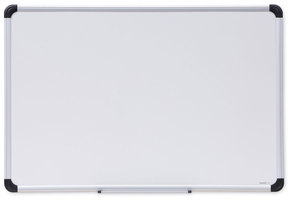 Universal® Deluxe Porcelain Magnetic Dry Erase Board 36 x 24, White Surface, Silver/Black Aluminum Frame