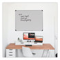 A Picture of product UNV-43842 Universal® Deluxe Porcelain Magnetic Dry Erase Board 48 x 36, White Surface, Silver/Black Aluminum Frame