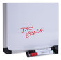 A Picture of product UNV-43843 Universal® Deluxe Porcelain Magnetic Dry Erase Board 72 x 48, White Surface, Silver/Black Aluminum Frame