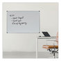 A Picture of product UNV-43843 Universal® Deluxe Porcelain Magnetic Dry Erase Board 72 x 48, White Surface, Silver/Black Aluminum Frame