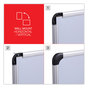 A Picture of product UNV-43843 Universal® Deluxe Porcelain Magnetic Dry Erase Board 72 x 48, White Surface, Silver/Black Aluminum Frame
