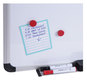 A Picture of product UNV-43843 Universal® Deluxe Porcelain Magnetic Dry Erase Board 72 x 48, White Surface, Silver/Black Aluminum Frame
