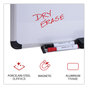 A Picture of product UNV-43843 Universal® Deluxe Porcelain Magnetic Dry Erase Board 72 x 48, White Surface, Silver/Black Aluminum Frame