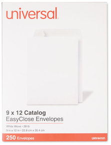 Universal® EasyClose Catalog Envelope #10 1/2, Square Flap, Self-Adhesive Closure, 9 x 12, White, 250/Box