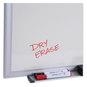 A Picture of product UNV-44624 Universal® Deluxe Melamine Dry Erase Board 36 x 24, White Surface, Silver Aluminum Frame
