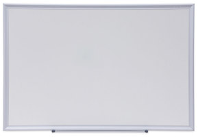 Universal® Deluxe Melamine Dry Erase Board 36 x 24, White Surface, Silver Aluminum Frame