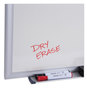 A Picture of product UNV-44636 Universal® Deluxe Melamine Dry Erase Board 48 x 36, White Surface, Silver Aluminum Frame