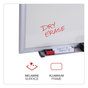 A Picture of product UNV-44636 Universal® Deluxe Melamine Dry Erase Board 48 x 36, White Surface, Silver Aluminum Frame