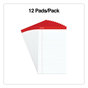 A Picture of product UNV-45000 Universal® Perforated Ruled Writing Pads Wide/Legal Rule, Red Headband, 50 White 8.5 x 14 Sheets, Dozen