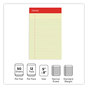A Picture of product UNV-46200 Universal® Perforated Ruled Writing Pads Narrow Rule, Red Headband, 50 Canary-Yellow 5 x 8 Sheets, Dozen