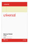 A Picture of product UNV-46200 Universal® Perforated Ruled Writing Pads Narrow Rule, Red Headband, 50 Canary-Yellow 5 x 8 Sheets, Dozen