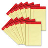 A Picture of product UNV-46200 Universal® Perforated Ruled Writing Pads Narrow Rule, Red Headband, 50 Canary-Yellow 5 x 8 Sheets, Dozen