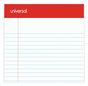 A Picture of product UNV-46300 Universal® Perforated Ruled Writing Pads Narrow Rule, Red Headband, 50 White 5 x 8 Sheets, Dozen