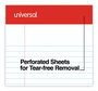 A Picture of product UNV-46300 Universal® Perforated Ruled Writing Pads Narrow Rule, Red Headband, 50 White 5 x 8 Sheets, Dozen