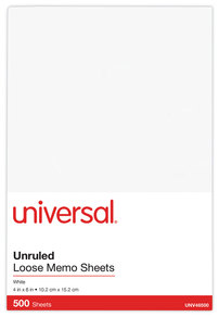 Universal® Loose White Memo Sheets 4 x 6, Unruled, Plain 500/Pack