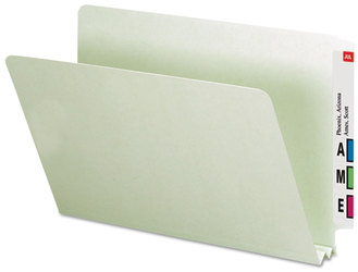 Smead™ Extra-Heavy Recycled Pressboard End Tab Folders Straight Tabs, Legal Size, 2" Expansion, Gray-Green, 25/Box