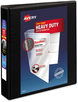 Avery® Heavy-Duty Non Stick View Binder with DuraHinge® and Slant Rings 3 1.5" Capacity, 11 x 8.5, Black, (5400)