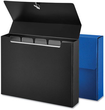 Universal® Poly Index Card Box Holds 100 4 x 6 Cards, 1.33 Plastic, Black/Blue, 2/Pack