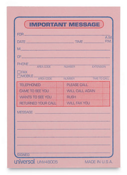 Universal® Wirebound Message Books Two-Part Carbonless, 5.5 x 3.88, 4 Forms/Sheet, 200 Forms Total