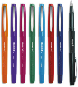 Universal™ Porous Tip Stick Pen Point Medium 0.7 mm, Assorted Ink and Barrel Colors, 8/Pack