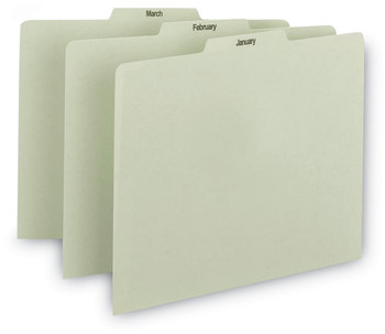 Smead™ 100% Recycled Monthly Top Tab File Guide Set 1/3-Cut January to December, 8.5 x 11, Green, 12/Set