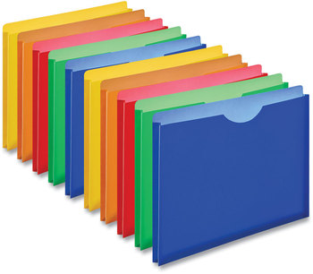 Universal® Expanding Poly File Jackets 1 Section, Straight Tab, Letter Size, Assorted, 10/Pack