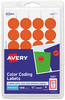 A Picture of product AVE-05467 Avery® Printable Self-Adhesive Removable Color-Coding Labels 0.75" dia, Neon Red, 24/Sheet, 42 Sheets/Pack, (5467)