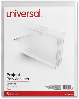 Universal® Project Poly Jackets Letter Size, Clear, 5/Pack